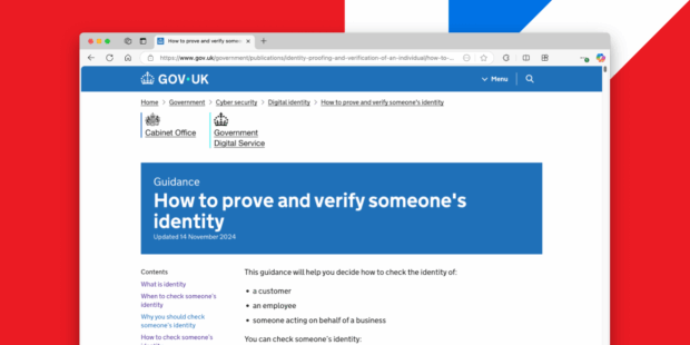 A browser window showing the “How to prove and verify someone’s identity” guidance.
