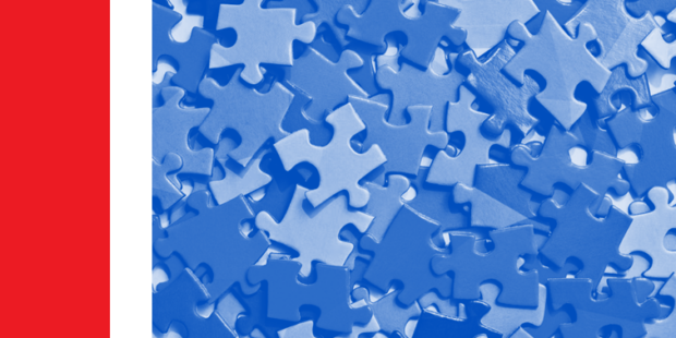 Scattered jigsaw pieces